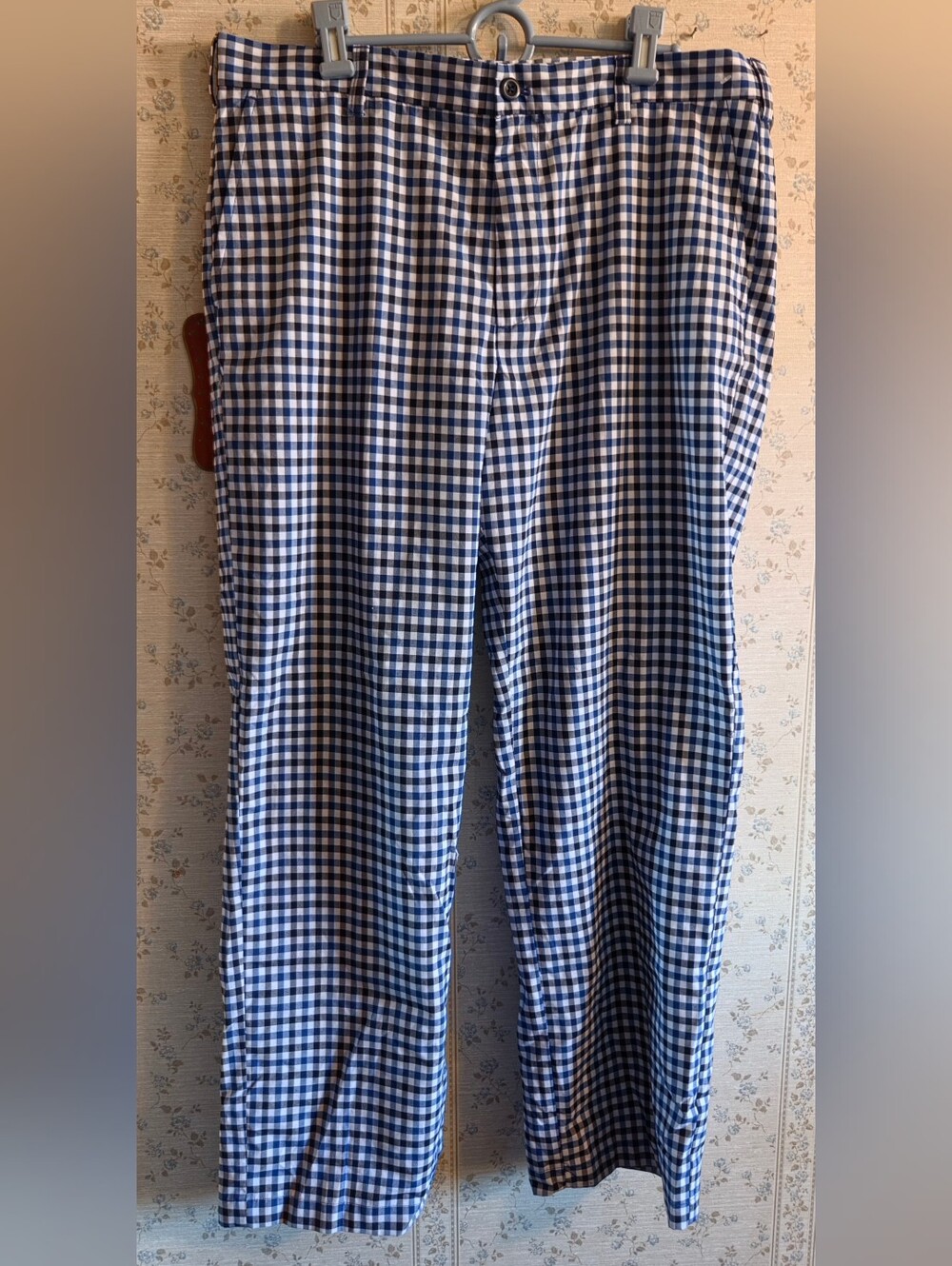 Izod Blue & White Gingham Pants, 36x32